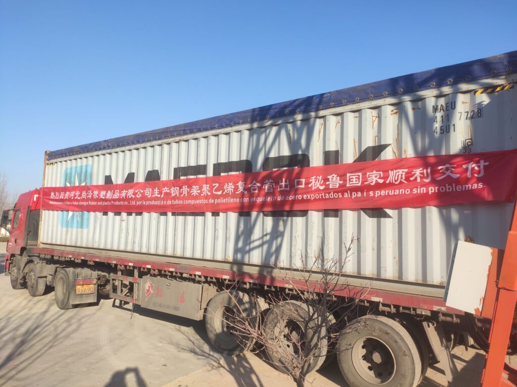 Steel frame polyethylene composite pipe and slide pipe exported to Peru